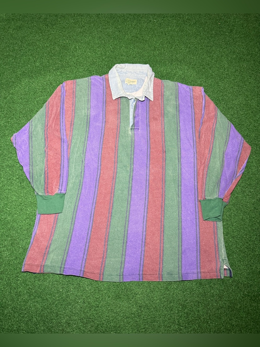 Polo Long Sleeve Vintage Shirt XXL Rugby 90s Hip Hop St Johns Bay Colorful